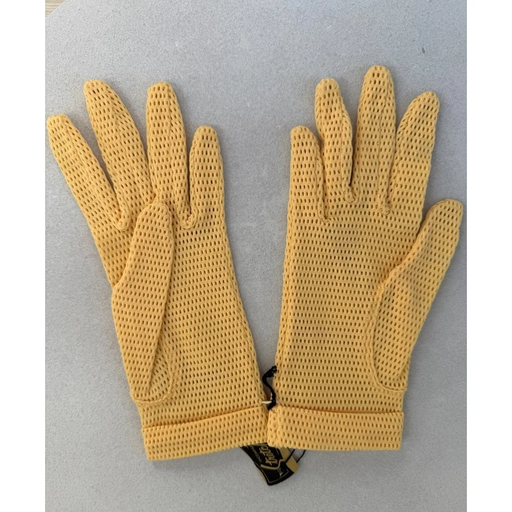 NWT Vintage Incomparable Stretchies Mesh Gloves Est XS Yellow Prom Event Party